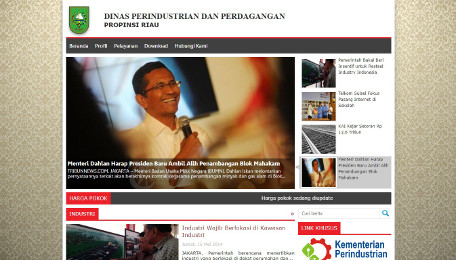Website Dinas Perindustrian Dan Perdagangan Provinsi Riau